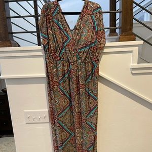 Multi color short sleeve maxi dress